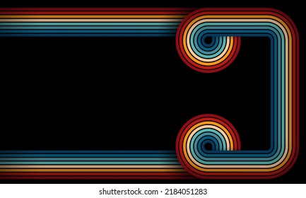 Vintage Striped Backgrounds, afiches, muestras de pancartas, colores retro de los años 1970, 70, 80, 90. líneas de póster de fondo retro vintage de rayas estilo años 70. diseño vectorial de formas gráfico de los años 1980