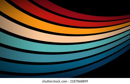 Vintage Striped Backgrounds, Posters, Banner Samples, Retro Colors from the 1970s 1900s, 70s, 80s, 90s. retro vintage 70s style stripes background poster lines. shapes vector design graphic 1980s