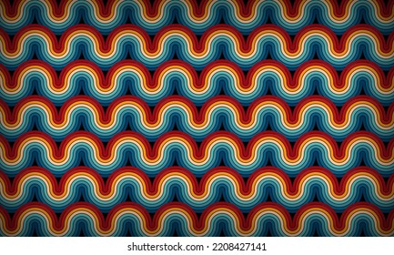 Vintage Striped Backgrounds, afiches, muestras de pancartas, colores retro de los años 1980, 70, 80, 90. líneas de póster de fondo retro vintage de rayas estilo años 70. diseño vectorial de formas ochenta