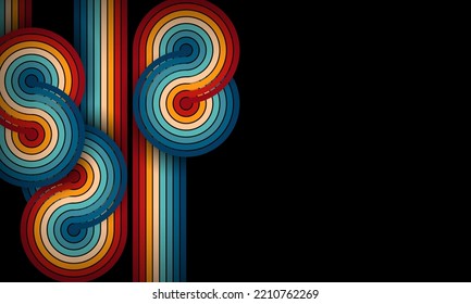 Vintage Striped Backgrounds, Posters, Banner Samples, Retro Colors from the 1970s 1980s, 70s, 80s, 90s. retro vintage 70s style stripes background poster lines. shapes vector design graphic eighties