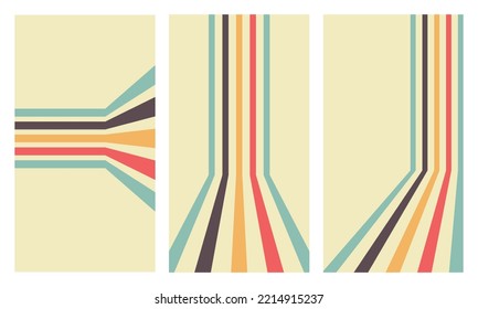 Vintage Striped Backgrounds, Posters, Banner Samples, Retro Colors from the 1970s