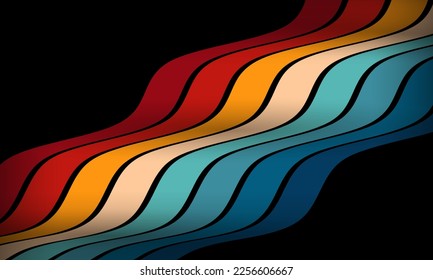 Vintage Striped Backgrounds, Posters, Banner Samples, Retro Colors from the 1970s 1900s, 70s, 80s, 90s. retro vintage 70s style stripes background poster lines. shapes vector design graphic 1980s
