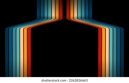 Vintage Striped Backgrounds, afiches, muestras de pancartas, colores retro de los años 1980, 70, 80, 90. líneas de póster de fondo retro vintage de rayas estilo años 70. diseño vectorial de formas gráfico de los años 1980	