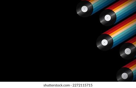 Vintage Striped Backgrounds, Posters, Banner Samples, Retro Colors from the 1970s 1980s, 70s, 80s, 90s style stripes background poster lines. Synthwave, vaporwave, retrowave music lp vinyl disc record