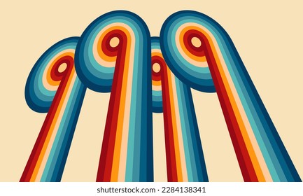 Vintage Striped Backgrounds, Posters, Banner Samples, Retro Colors from the 1970s 1980s, 70s, 80s, 90s. retro vintage 70s style stripes background poster lines. shapes vector design graphic 1980s	
