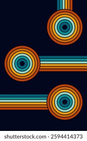 Vintage striped backgrounds, posters, banner samples retro colors 1970s 1900s 70s 80s 90s. Retro vintage style 70s striped background poster lines. Shapes vector design graphic 1980s.