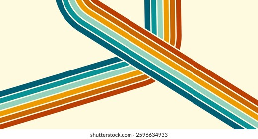 Vintage striped backgrounds, posters, banner samples retro colors 1970s 1900s 70s 80s 90s. Retro vintage style 70s striped background poster lines. Shapes vector design graphic 1980s.