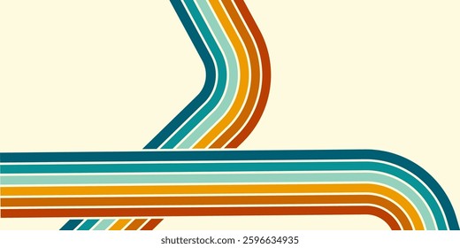 Vintage striped backgrounds, posters, banner samples retro colors 1970s 1900s 70s 80s 90s. Retro vintage style 70s striped background poster lines. Shapes vector design graphic 1980s.