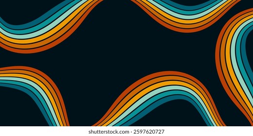 Vintage striped backgrounds, posters, banner samples retro colors 1970s 1900s 70s 80s 90s. Retro vintage style 70s striped background poster lines. Shapes vector design graphic 1980s.