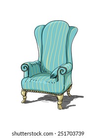 Vintage striped blue armchair