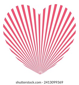 Vintage striped heart for, poster, banner pattern, pink color 1970s, 1980s, 70s, 80s, 90s. retro vintage 70s style stripes in heart shape. Concept: valentine's day, mother's day, marriage.
