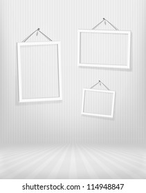 Vintage striped interior. EPS 10 vector illustration. Used transparency layer of wall, floor and shadows of frame. Contains mesh object