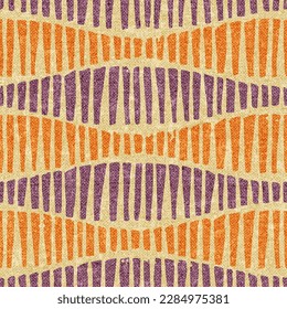 Vintage striped pattern. Grunge texture with fabric imitation. Bohemian wavy print. Ethnic and tribal motifs. Vector illustration.