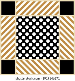 Vintage striped, polka dots background.Vector patch for print, fabric, scarf design.