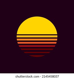 Vintage striped sunset. Vector background. A design element.