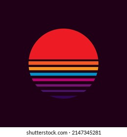 Vintage striped sunset. Vector background. A design element.
