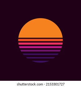 Vintage striped sunset. Vector background. A design element.