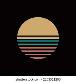 Vintage striped sunset. Vector background. A design element.