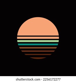 Vintage striped sunset. Vector background. A design element.