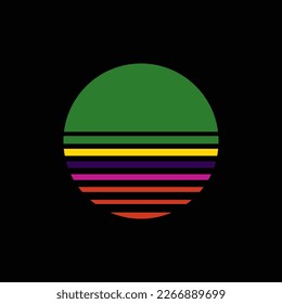 Vintage striped sunset. Vector background. A design element.