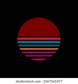 Vintage striped sunset. Vector background. A design element.