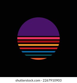 Vintage striped sunset. Vector background. A design element.