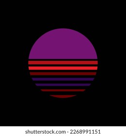 Vintage striped sunset. Vector background. A design element.