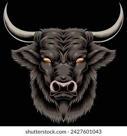 Vintage strong bull head vector illustration