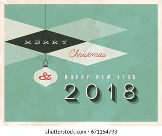 Vintage style 2018 greetings card - Vector EPS10. Grunge effects can be easily removed for a brand new, clean sign