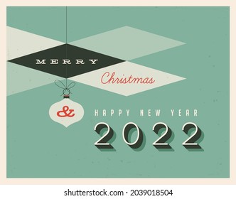 Vintage style 2022 greetings card - Vector EPS10. Grunge effects can be easily removed for a brand new, clean sign.