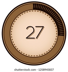 Vintage style 27 Round progress bar  button