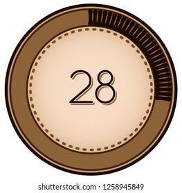 Vintage style 28 Round progress bar  button