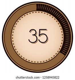 Vintage style 35 Round progress bar  button