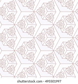vintage style 3D geometric seamless pattern with fractal cubes in a light blue palette