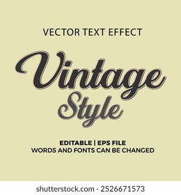 Vintage Style 3d Text Effect Editable vector file