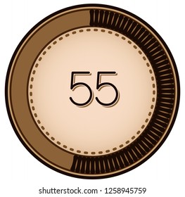 Vintage style 55 Round progress bar  button