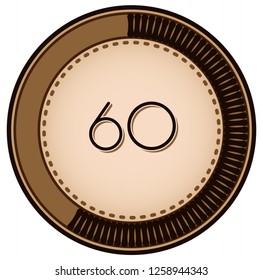 Vintage style 60 Round progress bar  button