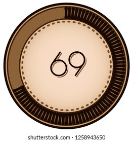 Vintage style 69 Round progress bar  button