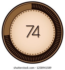 Vintage style 74 Round progress bar  button