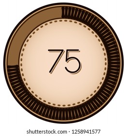 Vintage style 75 Round progress bar  button