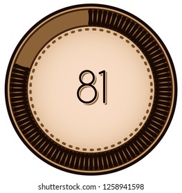 Vintage style 81 Round progress bar  button
