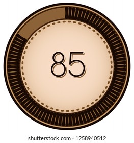 Vintage style 85 Round progress bar  button