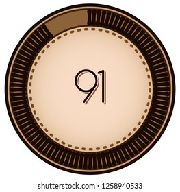 Vintage style 91 Round progress bar  button
