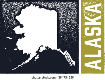 Vintage Style Alaska State Sign Stamp