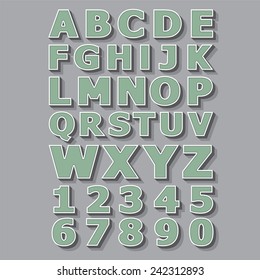 Vintage Style Alphabets And Numbers Set Vector Illustration