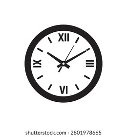 Vintage style analog clock face with roman numerals schedule deadline illustration measurement traditional appointment punctuality business planning management isolated interface