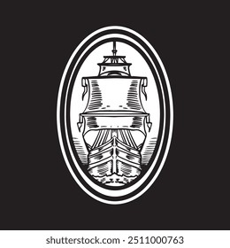 vintage style antique ship illustration design