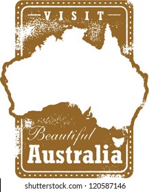 Vintage Style Australia Travel Stamp