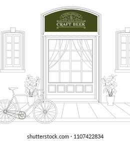 Vintage Style background. Line art illustration. Craft Beer Logo.