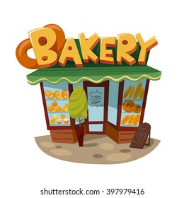 Vintage style bakery icon. Bakery shop building. Architecture icon.